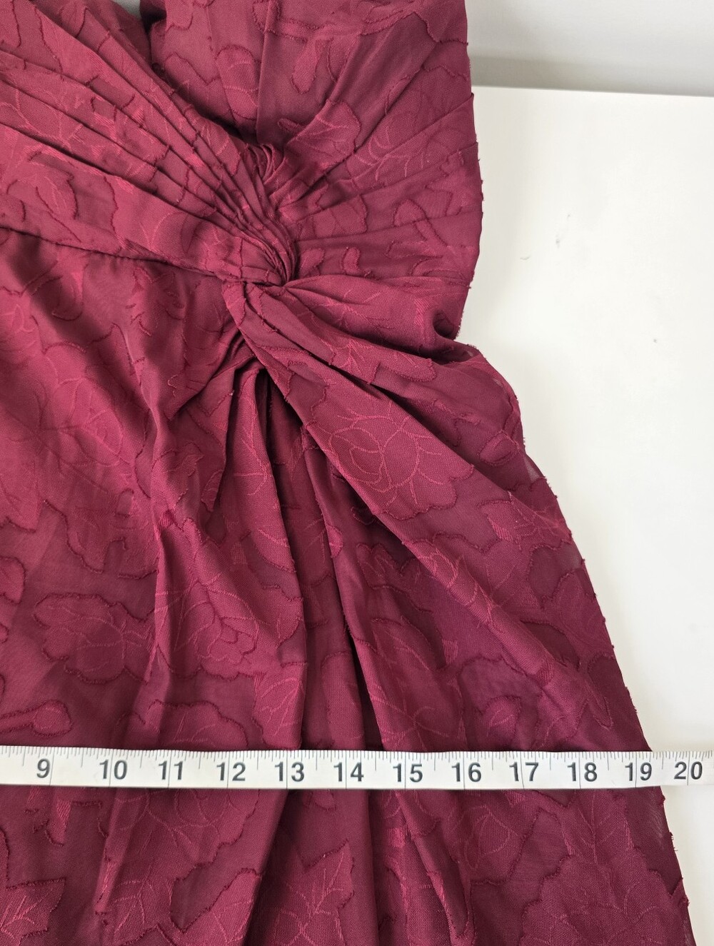 Azazie Atelier Hermosa Wine One Shoulder Maxi Dress 6 Floral Burnout Side Slit - Picture 11 of 14